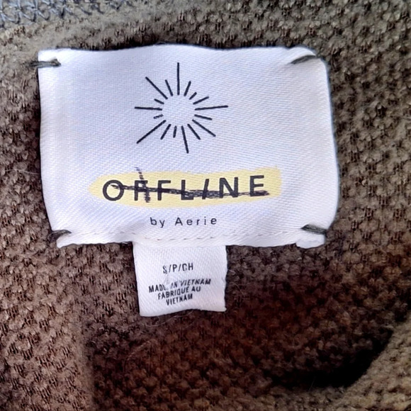 Aerie Offline Green Camo Quarter Zip Fleece Pullover Size S - Picture 8 of 9